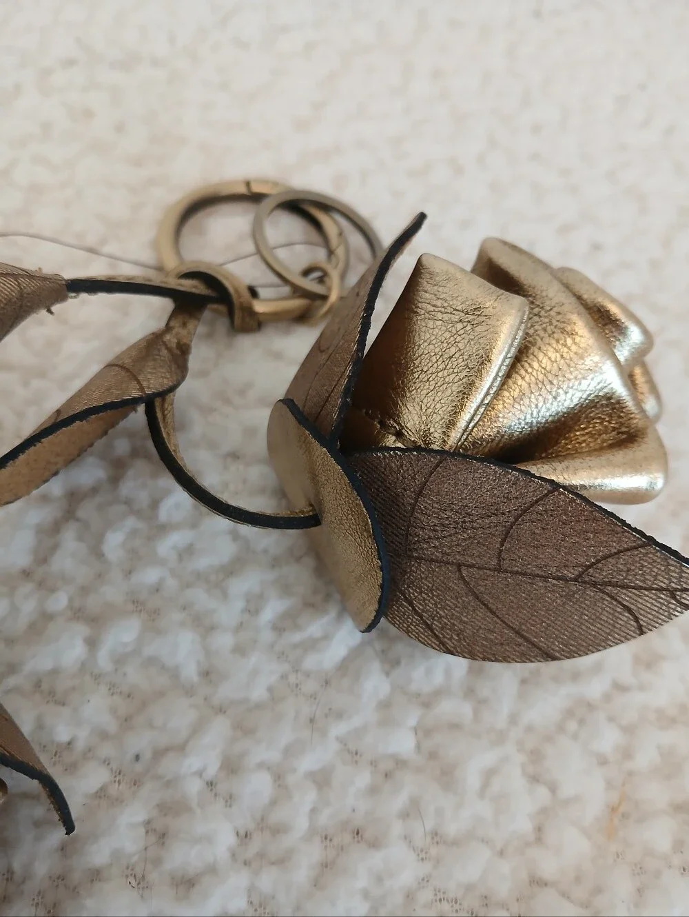 Patricia Nash Antique Gold Laced Rose Keychain NWT
